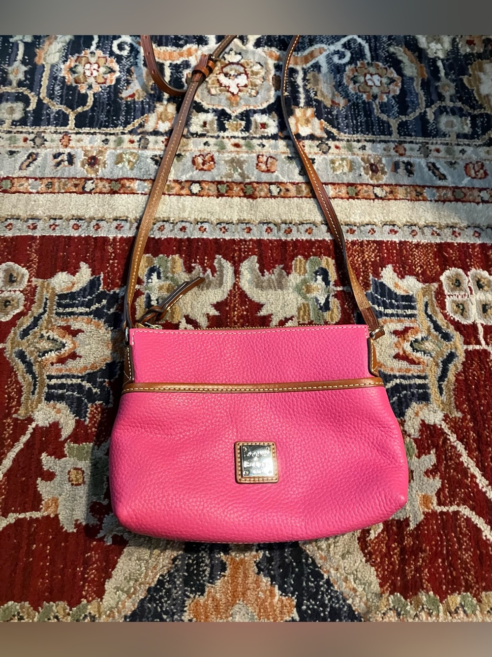 Dooney & Bourke Pebbled Leather Crossbody Bag Hot Pink